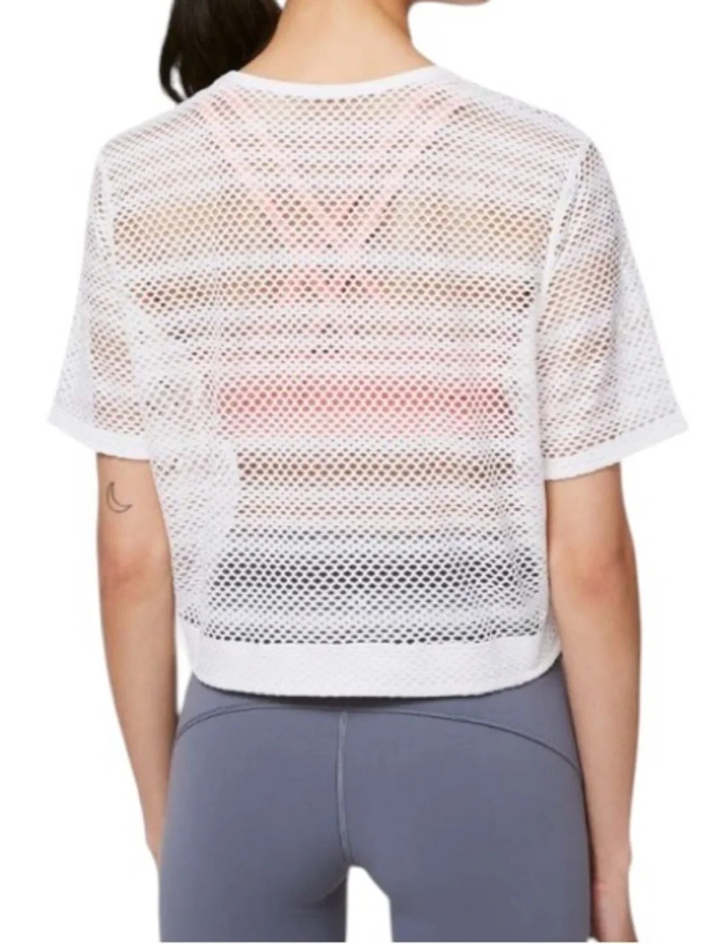 Lululemon Sweat Your Heart Out Short Sleeve Cropped White Fits Like Small